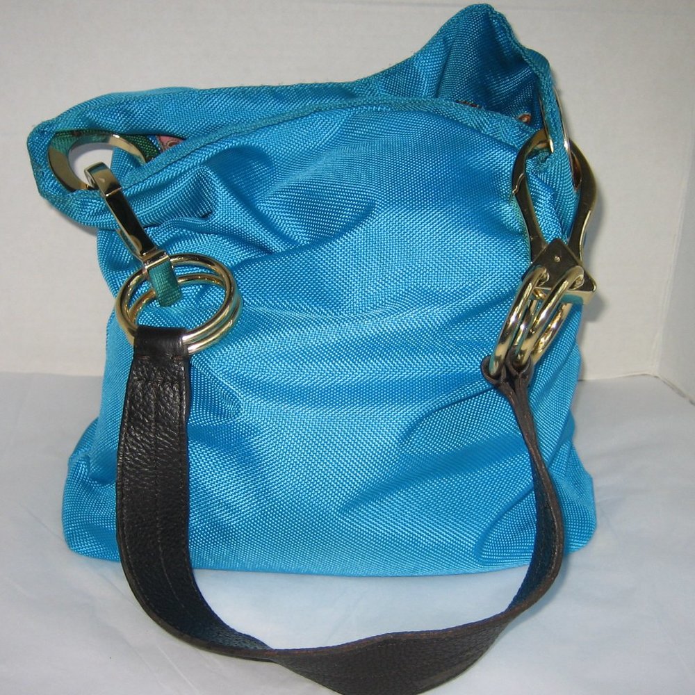 JPK PARIS 75 Blue Woven Canvas Hobo Shoulder Bag